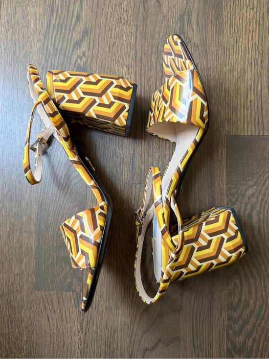 Prada Shoes - Prada Optical Print Patent Leather Sandals
